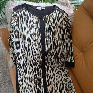 Chico’s Brown, Cream and Black Animal Print dress – Size 0